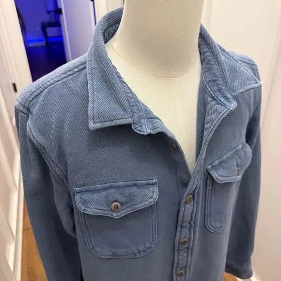 Outerknown Blanket Shirt in Coastal Blue Herringbone - Picture 3 of 4